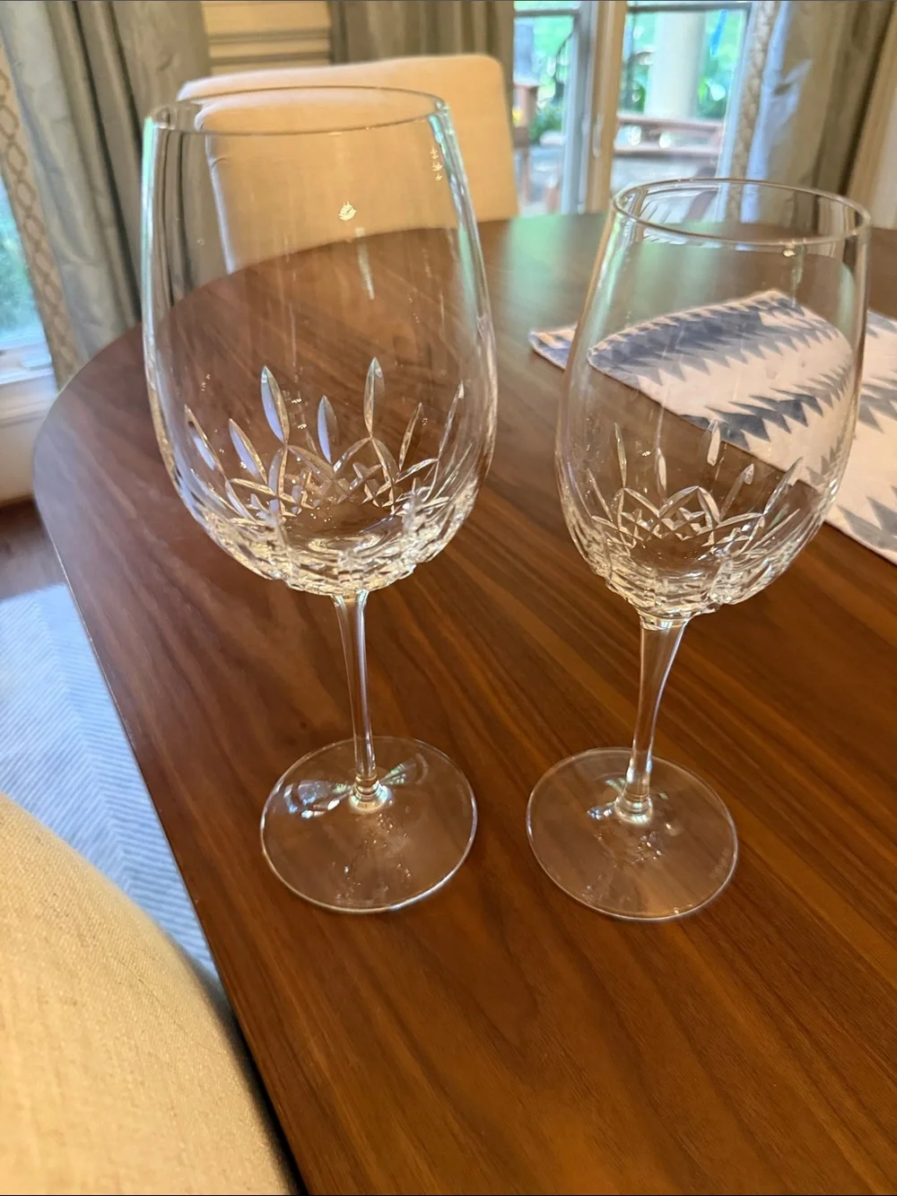 6 Waterford Lismore Essence Cut Crystal White Wine Glass - Clear Stemmed Goblet